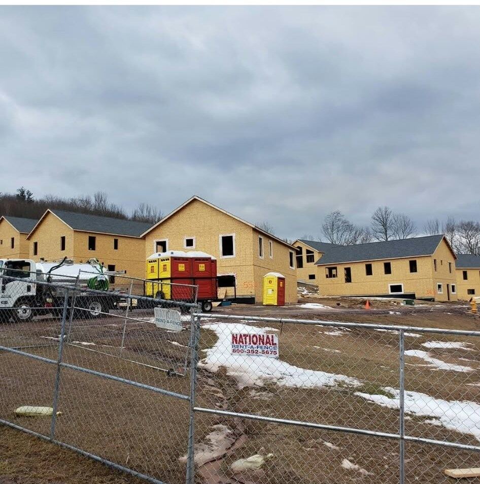 Time2go units and truck at a housing construction site