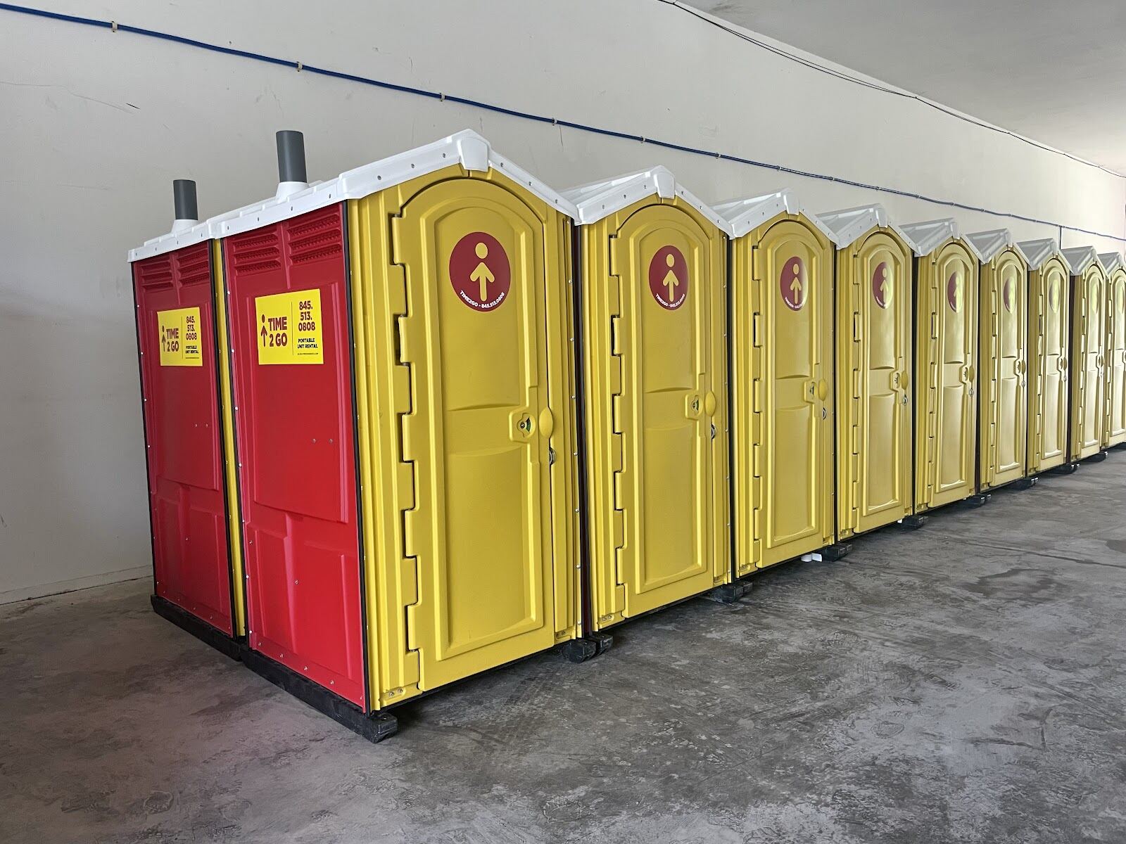 Portable toilet units at a construction site near Monroe, NY